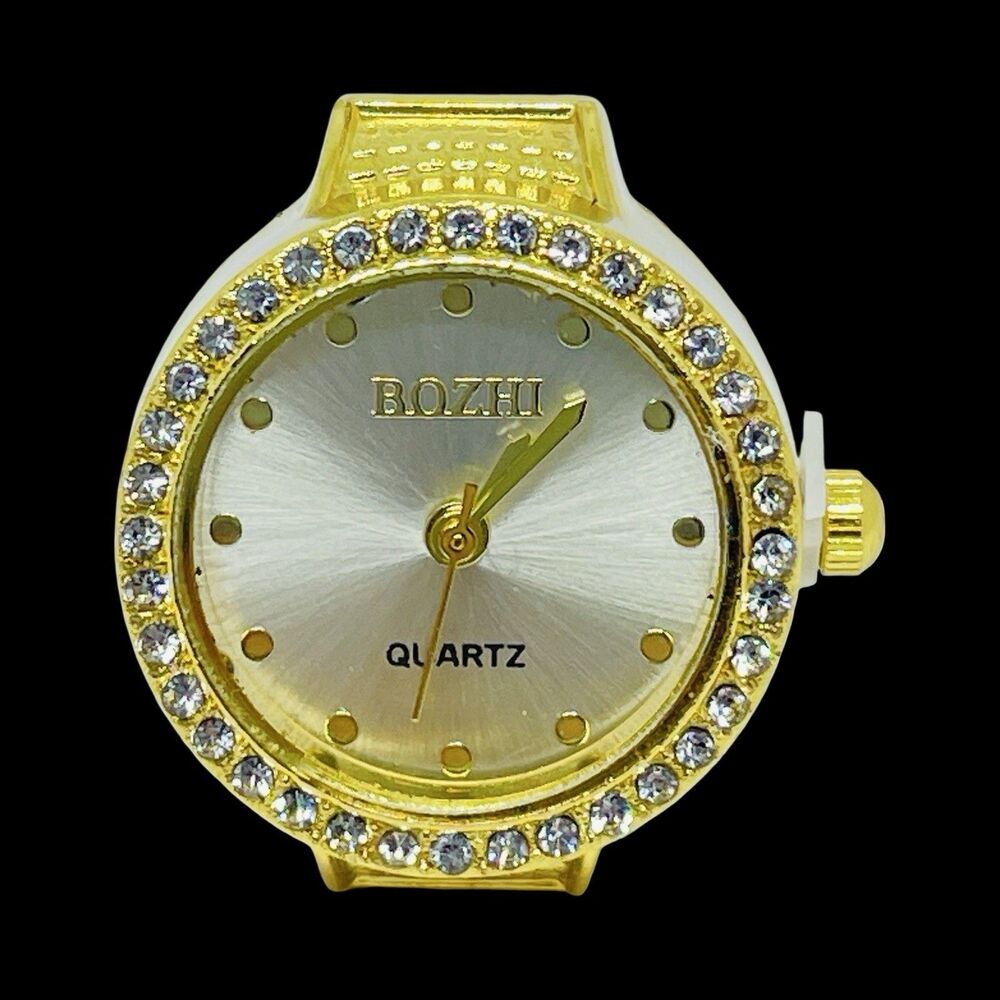 BOZHI Ring Watch Gold Design With Crystals New